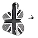 Miniclue Black Gray Union Jack UK Flag Style Real Leather Remote Key Fob Bag Cover Case Holder for 2008-up Mini Cooper R55 R56 R57 R58 R59 R60 R61 F54 F56