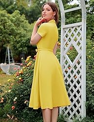 Wedtrend Yellow Midi Dress, Women's Vintage