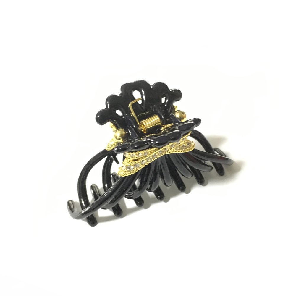 Meilliwish Noble Women Girls Ponytail Holder Hair Claw Clip 1 PCS(D36)(Black)