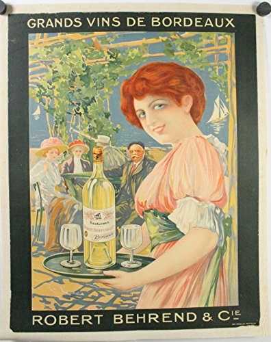 GRANDS VINS DE BORDEAUX, Original Vintage French Wine Poster