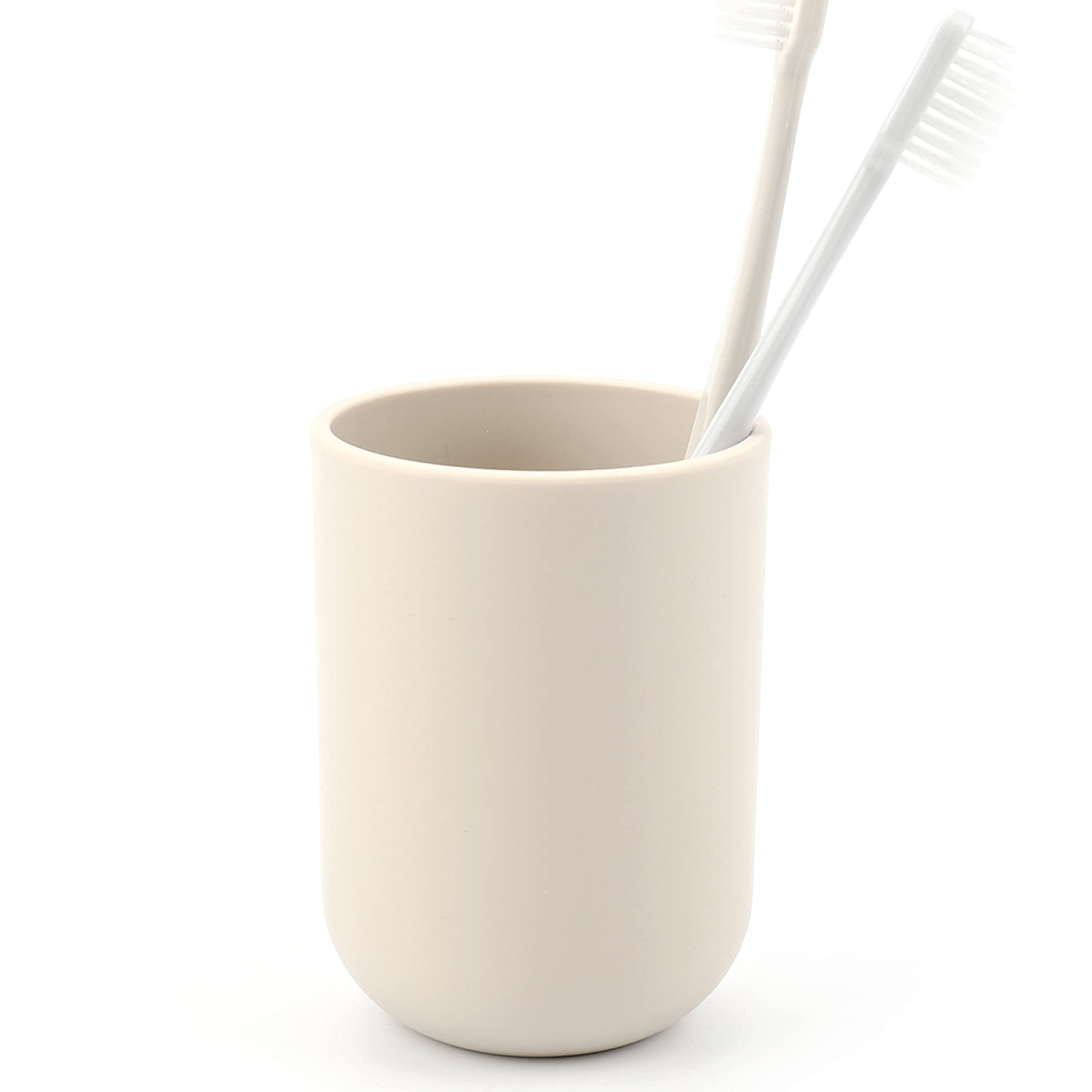 Tumbler Toothbrush Holder Plastic Cups Bathroom Tidy Razor Holder Toothpaste Holder Small Makeup Brush Holder Small Bathroom Cup Travel Camping Portable Reusable Storage Cups 350ml (Khaki)