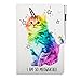 MonsDirect Leather Smart Kickstand Case Flip Wallet for iPad Mini 1-5, Shiny Cat