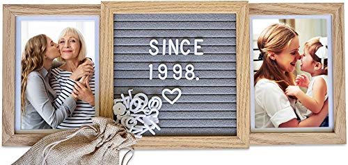 Personalized Picture Frame with Felt Letter Board (Natural Wood): Custom Two Picture Frame for Mum, Dad, Grandparents, Best Friends, or from Grandkids!
