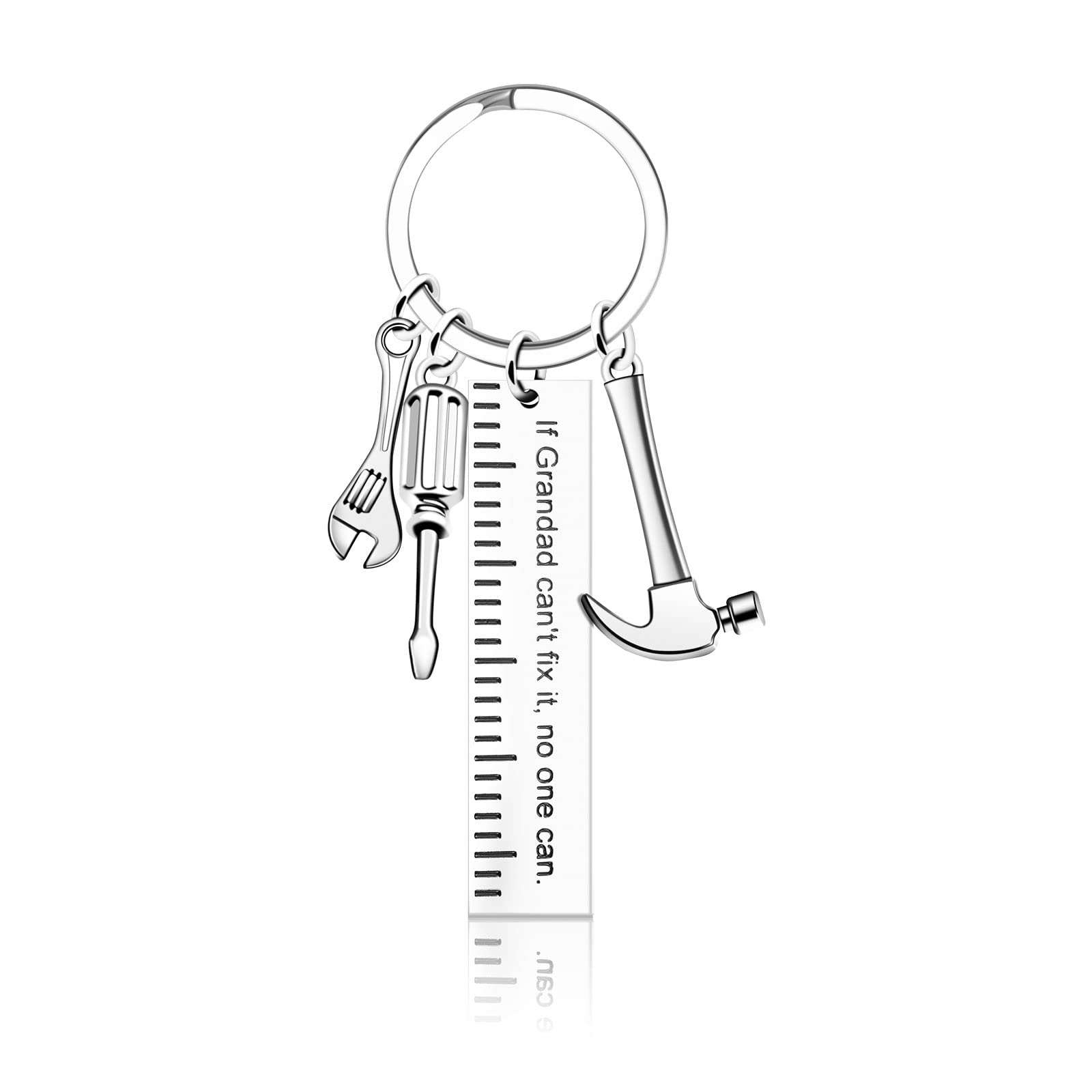 VGWON Laser Engraved Silver Stainless Steel Keyring for Grandad, Birthday and Christmas Jewellery Accessory Gift for Grandad, Father's Day Gift for Grandad