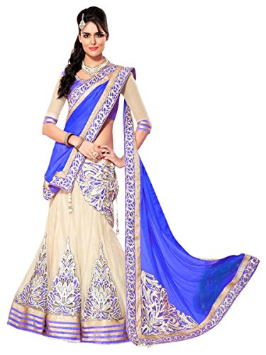 Shopaholic Women's Net Designer Lehenga Choli Free Size Multi