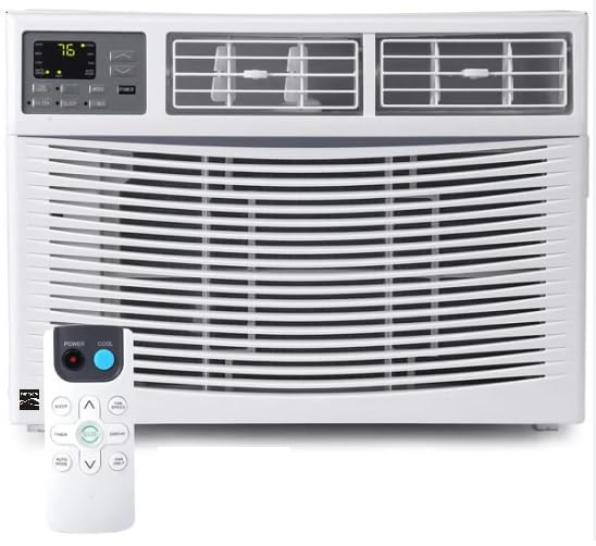 Photo 1 of Kenmore KM8K-R 8,000 BTU Window Air Conditioner for Medium Rooms up to 350 Sq. Ft. – Quiet Cooling, Remote Control, Easy Install, Digital Display, 3 Fan Speeds, Energy Efficient, Washable Filter