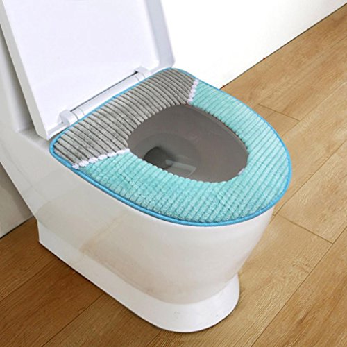 Glorrt Bathroom Protector Closestool Soft Warmer All Shape Toilet Cover Seat Lid Pad (Blue)
