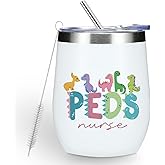 Cute Dinosaur Nurse Gifts 12 oz Tumbler, Wine Tumbler Insulated Wine Glass Nurse Accessories for Work Practitioner Nursing RN Gifts for Women Pediatric Nurses Nursing Nurses Week Christmas Birthday