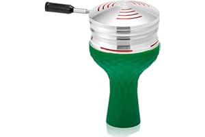 Hookah Bowl Set with HMD - Afoosoo Upgade Aluminum Heat Management Device Charcoal Stove Holder with Cover Head + Silicone Phunnel Hookah Bowl | Long Handle | Quick Heat | Easy Cleaning (Green)