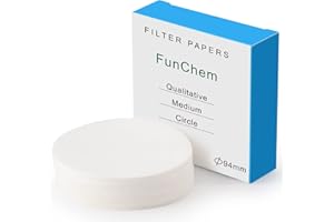 FunChem Qualitative Filter Paper Circles, 94 mm Diameter Cellulose Lab Filter Paper, 20 Micron Particle Retention, Medium Flow Filtration Speed, Pack of 100
