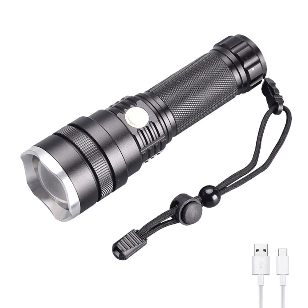 WESLITE LED Torch Rechargeable, XHP50 Powerful Torches LED Super Bright 5000 Lumens Zoomable Tactical Flashlight Chargeable USB Torch with 3 Modes & Power Display