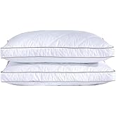 puredown® Goose Feathers and Down Pillow for Sleeping Hotel Collection Bed Pillows, Gusseted, Standard/Queen, Set of 2
