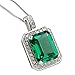 Newshe Pendant Necklace Jewelry for Women 14K Rose Gold Heart Crystle Gemstone 925 Sterling Silver Blue White AAAAA Cz (Green Stone Necklace)