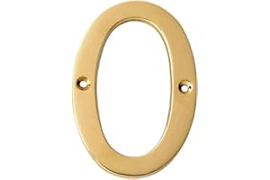 A10SHOP Motif 4-Inch Solid Brass- Lacquered Polish Finish, Mailbox Address Home Numeral, Hotel/House Door Numbers (Number 0)