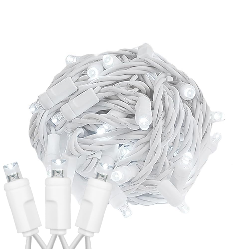 Photo 1 of ***STOCK PHOTO FOR REFERENCE ONLY***Novelty Lights 25ft Christmas String Lights, 50 Pure White LED Bulbs on White Wire, 6" Spacing, Connectable Indoor Outdoor Commercial Grade Lighting for Holidays Patio Weddings