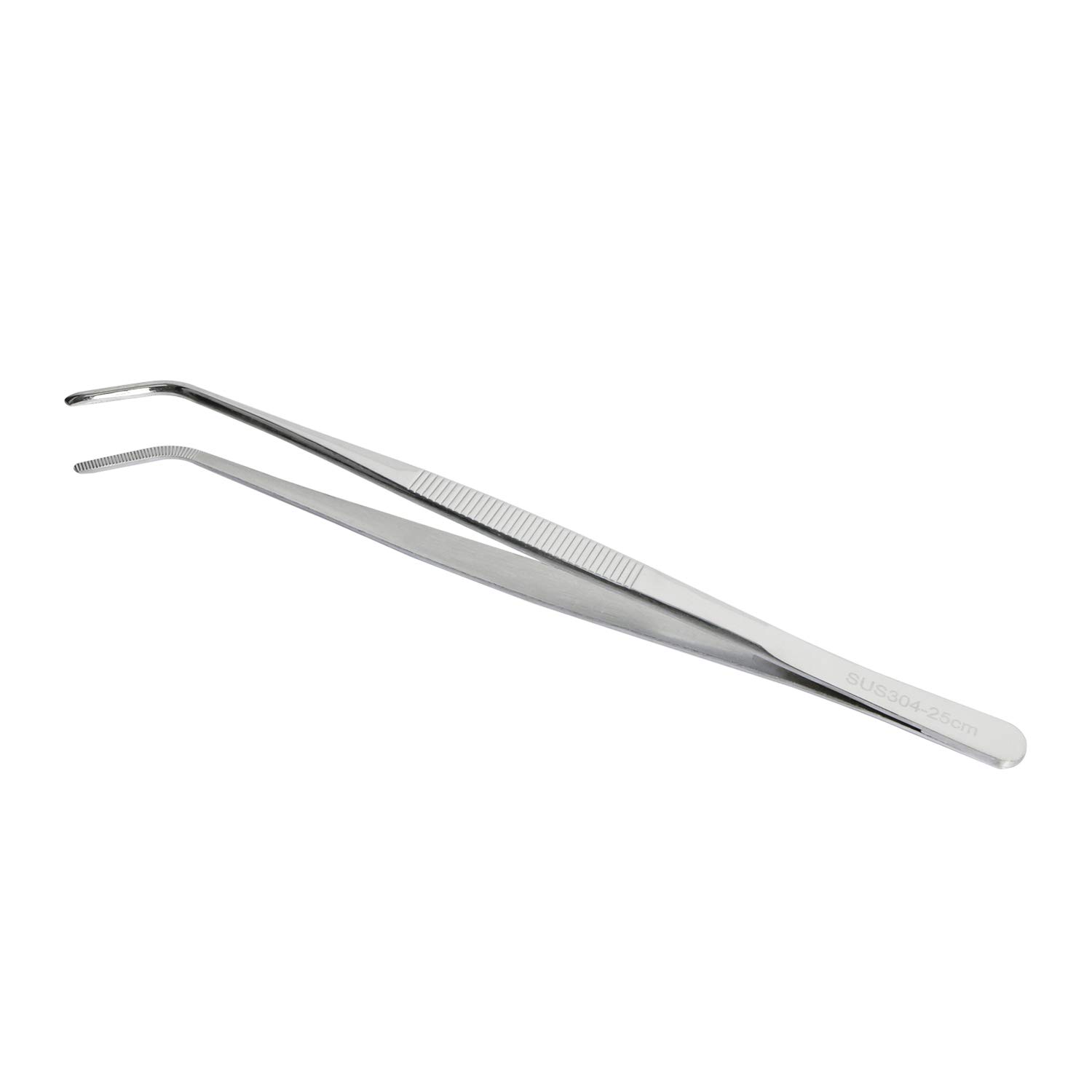 Aoje-Link 304 Stainless Steel Tweezers with Curved Serrated Tip Sewing Machine Electronic Repair Tweezers Pliers Multi-Purpose Tweezers Tool Pliers Silver 1pcs