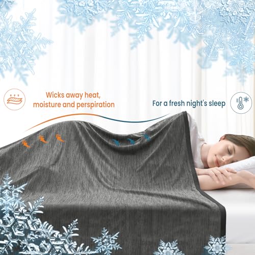 WOLTU Cooling Blanket 2 in 1, Summer Blanket Arc-Chill, Q-Max > 0.45, Double-Sided Blanket for Summer, Self-Cooling, Breathable, Lightweight, 150 x 200 cm, Grey