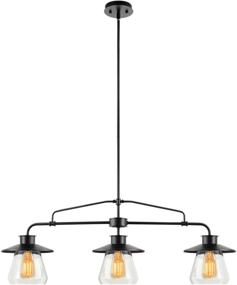 Nate 3-Light Pendant, Oil Rubbed Bronze, Clear Glass Shades, 64845 - - 