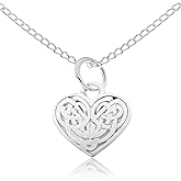 Alexander Castle Heart 925 Sterling Silver Celtic Knot Necklace for Women with 18" Silver Chain & Jewelry Gift Box - 16mm x 15mm