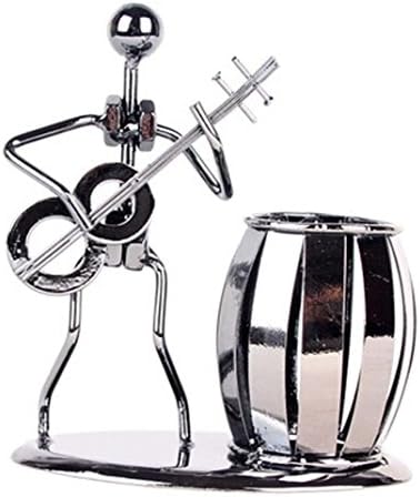 Merits Creative Office Desktop Accessories Instrument Player Metal Pen/Pencil Holder Collection Craft Art Statue Model Sculpture Room Decorations (Guitar2)