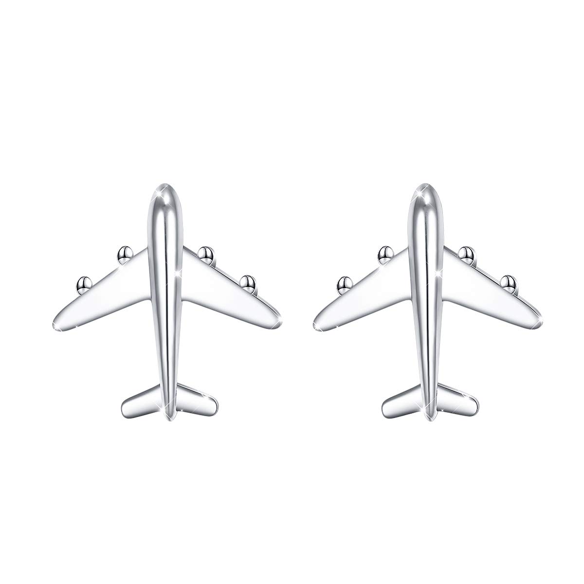 Hypoallergenic 925 Sterling Silver Airplane Stud Earrings for Teens Girls Travel Fans Jewelry, Flight Attendant Gifts for Women (Airplane)