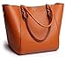 Obosoyo Women's Waterproof Handbags ladies Synthetic Leather Tote Shoulder Bags Fashion Travelling Mommy Soft Hot Brown