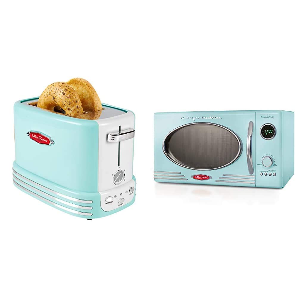 Nostalgia Retro Aqua Microwave and Toaster Bundle Pricepulse