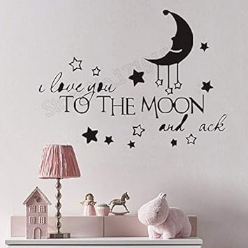 Citations Je T Aime A La Lune Vinyle Stickers Muraux Lune Etoile Sticker Mural Pour Enfants Chambres Pepiniere Decor Bebe Cadeaux Mural 42 31cm Amazon Co Uk Diy Tools