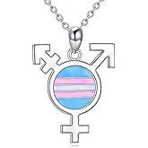 YAFEINI Pride Pendant Necklace 925 Sterling Silver Transgender Necklace Jewelry Gifts for Women