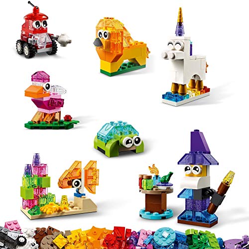 LEGO 11013 Classic Kreativ-Bauset mit durchsichtigen Steinen, mit Löwe, Vogel und Schildkröte, Konstruktionsspielzeug aus Bausteinen ab 4 Jahren – Bild 3