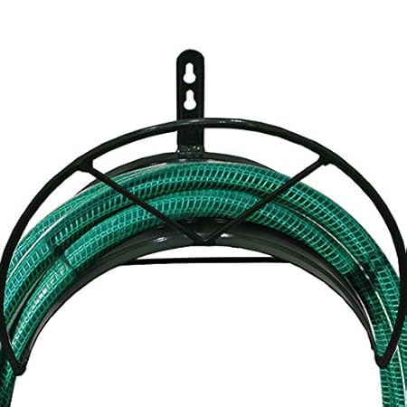 BTH Company Wall Mounted Heavy Duty Black Hose Bracket, Car Hose Holder, Carrier, Support for Garden Hose Hanger