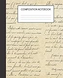 Paperback Composition Notebook: Vintage Ephemera Pattern College Ruled Notebook Lined School Journal Book