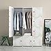KOUSI Portable Closet Wardrobe Closets Clothes Wardrobe Bedroom Armoire Storage Organizer with Doors, Capacious Sturdy, Wood Pattern, 6 Cubes,2 Hanging Sections