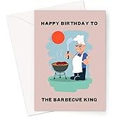 Barbecue Birthday Greeting Card | Funny 30th, 40th, 50th Birthday Card for Husband, Boyfriend Or Dad, Grill Master, BBQ King