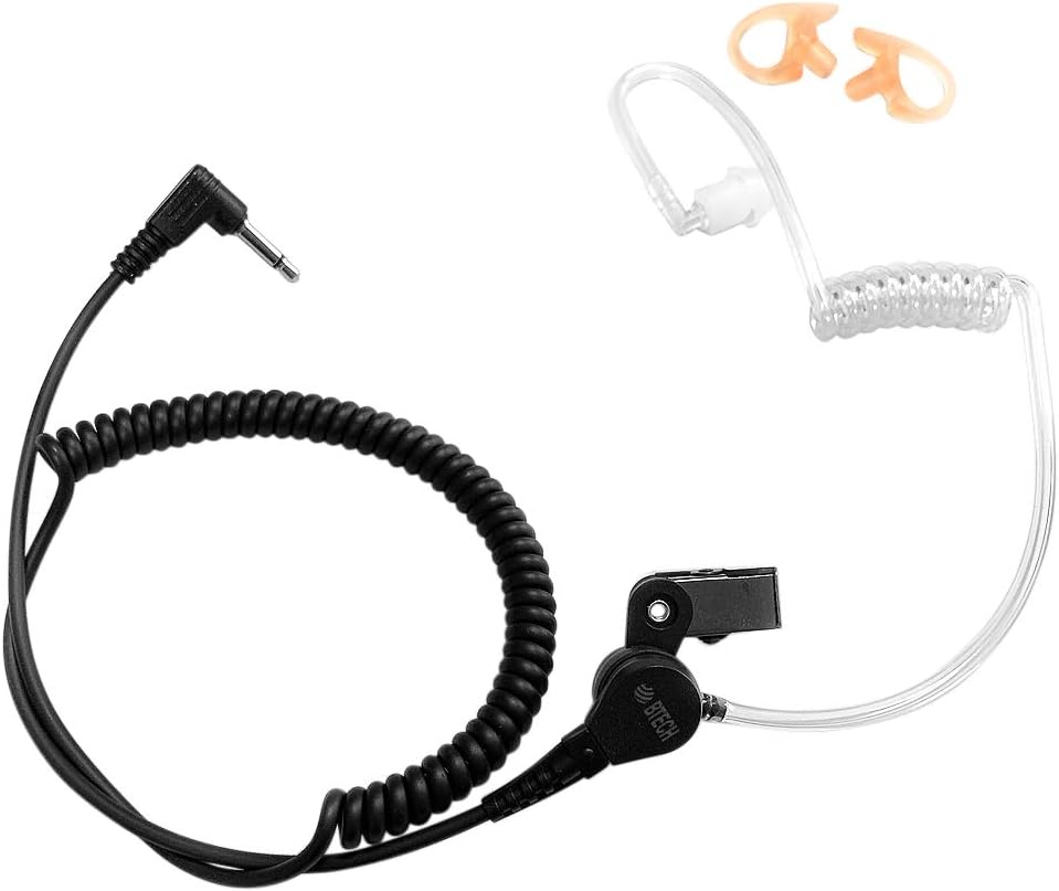 BTECH QHM01 3.5mm Listen-ONLY Heavy-Duty Surveillance Earpiece (Includes earmolds and Earbud) with Clear Acoustic Coil Tube for Two-Way Radios, Transceivers, and Radio Speaker Mics Jacks