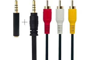 3.5 mm to RCA AV Camcorder Video Cable,3.5mm Male to 3RCA Male Stereo Audio Video AUX Cable for Smartphones,MP3, Tablets,Spea