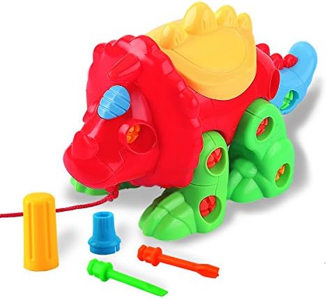MobieCube Dinosaur Toys,Take Apart Pull Along Toy, Assemble and Disassemble Dinosaur, Plastic DIY 3D Toddler Toys as Christmas Gift, with Screwdriver for Boys and Girls Age 3+