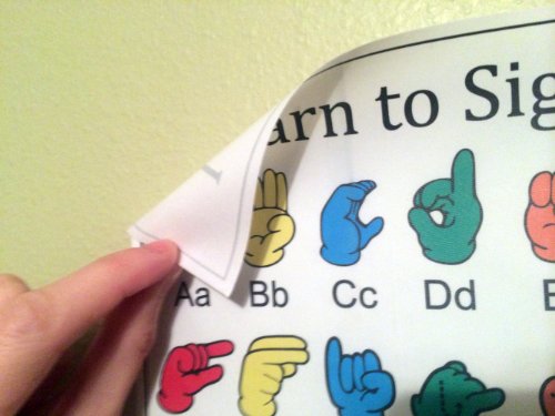 Small Peel & Stick ASL American Sign Language Fingerspelling Chart