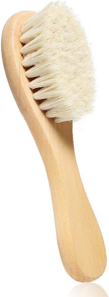 Waspt Baby Wooden Hair Brush, Natural Goat Hairbrush for Newbrons, Toddler Girl/boy, Baby Registry Gift
