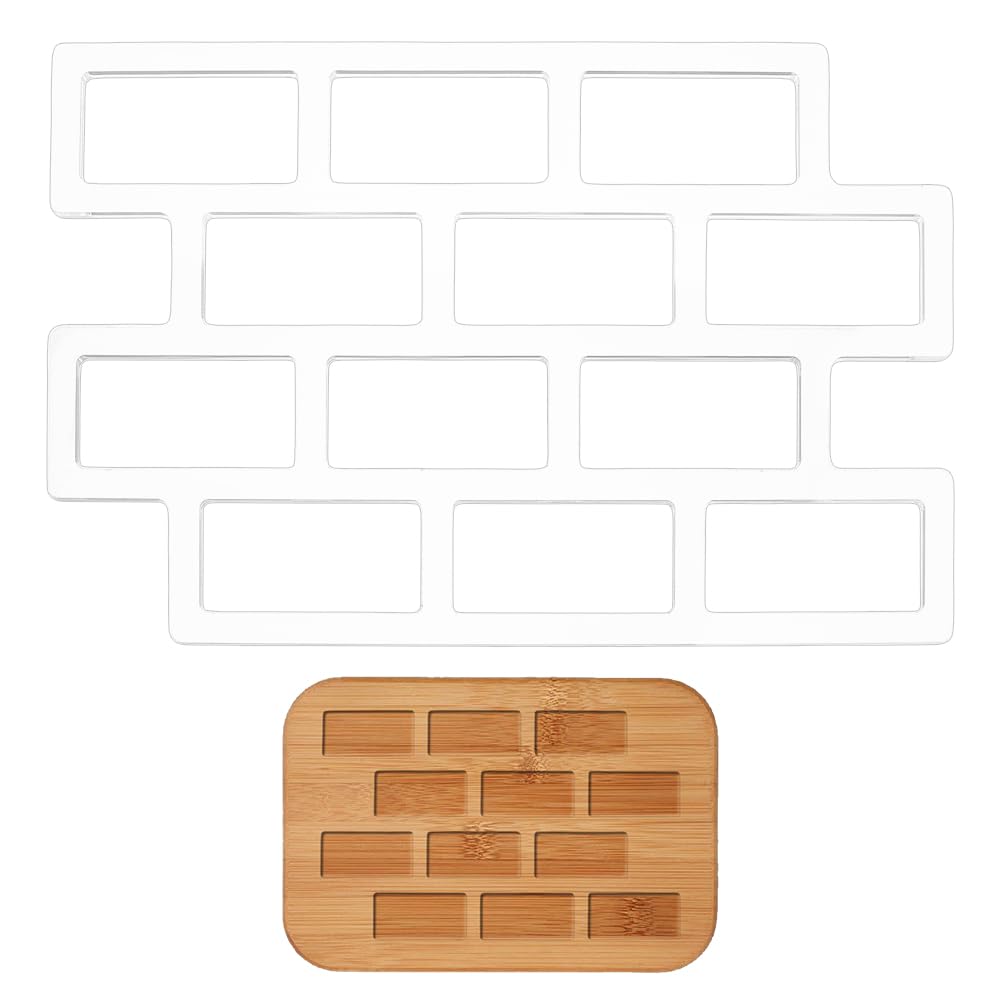 BENECREAT Brick Acrylic Router Template, 290x190x4.5mm Rectangle Router Jig with Protective Film for DIY Wood Craft Tools Tracing Guide
