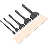 WUTA 5pcs Conner Punch Set,Black Carbon Steel Leather Craft Tools,Half-Round Leather Hole Punch Tool for Wallets, Strap Belts, Bags
