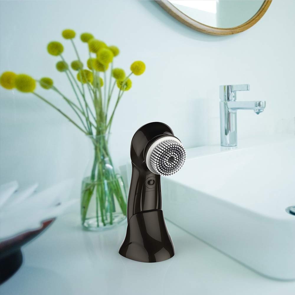 TOUCHBeauty Facial Cleansing Brush for Men Face Scrubber with Advanced PBT Bristles Spin Brush & Stand,Facial Cleansing System Designed for Men |Dual speed, Waterproof, Battery Powered TB-0759M: Beauty