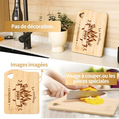 Blumuze Father's Day Gift for Dad, Carved Bamboo Chopping Board Birthday Gift Dad Father, Gift Idea for Father, Kitchen, Original Men's Gift, Father's Day, Christmas