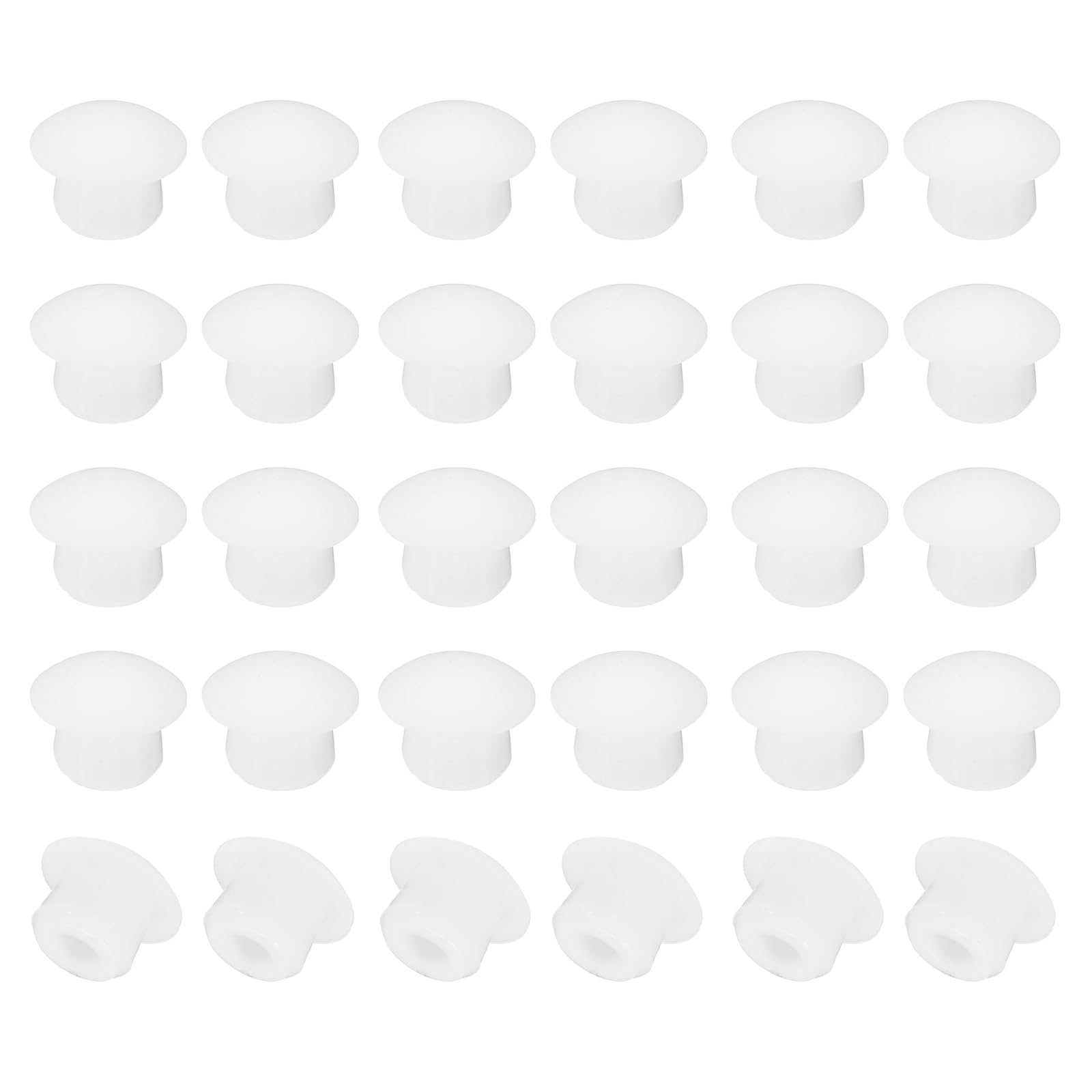 PATIKIL 7mm Diameter Silicone Round Snap, 40 Pcs in Type Locking Furniture Hole Plug Button Round Arc Protective Cover Fit for 7-7.5mm Hole for Seal Bulkhead Cylinder, White