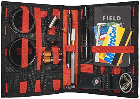 Strapbook Elastic Grid Organizer Book for Electronics Accessories Travel Cables Chargers and More (Red)