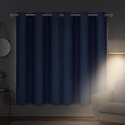 Diraysid Navy Blue Grommet Blackout Curtains for