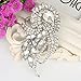 EVER FAITH Austrian Crystal Wedding Elegant Flower Teardrop Bouquet Brooch Clear Silver-Tone