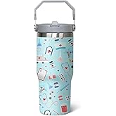 qwpmvhsak Nurse Gifts for Women,30 oz Nurse Tumbler with Handle,NurseTumbler with handle Lid and Straw Vacuum Insulated Travel Coffee Mug CupTumble