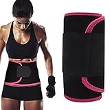 Singular point Waist Trimmer,Best Abdominal Trainer Fast Weight Loss Wrap Adjustable Sweat Belt for Men and Women Lumbar Support Increased and Stomach Fat Burner with Sauna Suit Effect (Rose red, M)