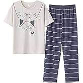 Tebbis Girls Pajamas Cotton Soft PJS Cupcake/Butterfly Stripe Summer Short Cute Jammies Size 6-18